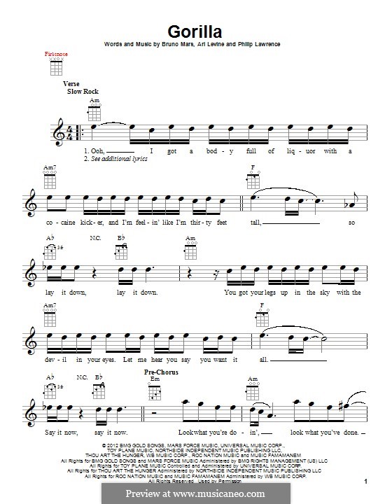 Gorilla: Для укулеле by Ari Levine, Bruno Mars, Philip Lawrence