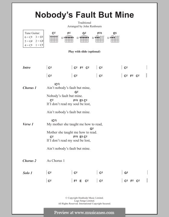 Nobody's Fault But Mine: Текст и аккорды by folklore