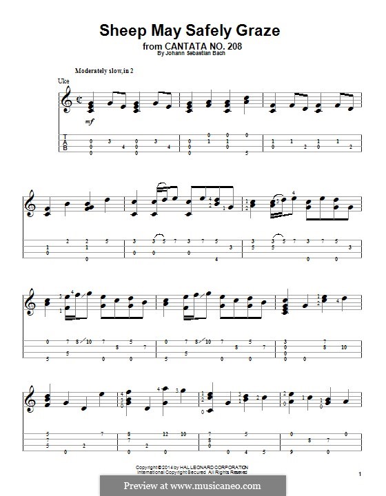 Sheep May Safely Graze (Printable Scores): Для укулеле by Иоганн Себастьян Бах