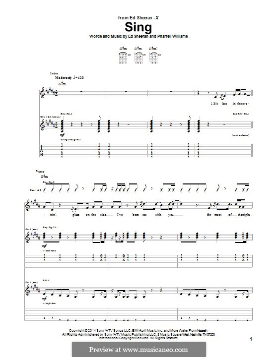 Sing: Для гитары с табулатурой by Ed Sheeran, Pharrell Williams