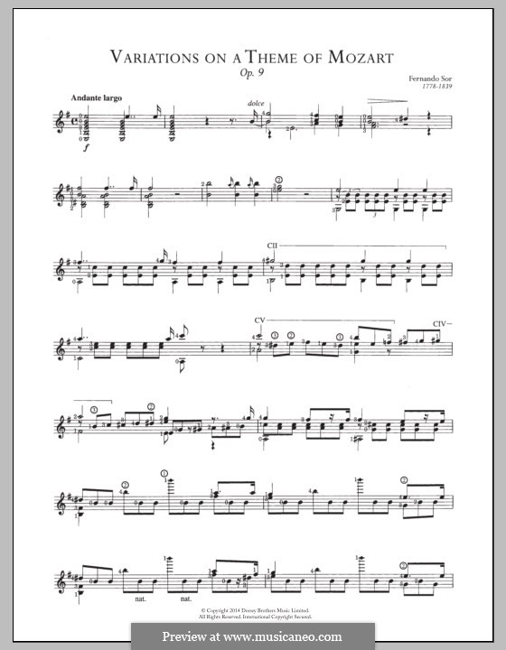 Интродукция и вариации на тему Моцарта, Op.9: Для гитары by Фернандо Сор