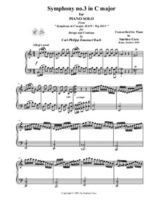Six Symphonies, Wq 182: Symphony No.3 in C Major - piano version, H 659 by Карл Филипп Эммануил Бах