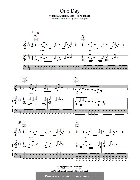 One Day (Kodaline): Для голоса и фортепиано (или гитары) by Mark Prendergast, Stephen Garrigan, Vincent May