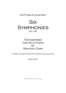 Six Symphonies, Wq 182: Complete set (piano version) by Карл Филипп Эммануил Бах