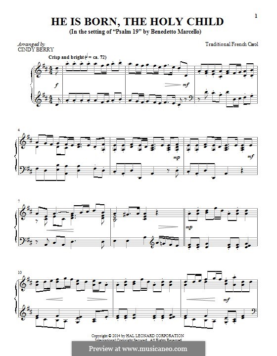 He is Born, the Holy Child (Il est ne, le divin enfant): Для фортепиано by folklore
