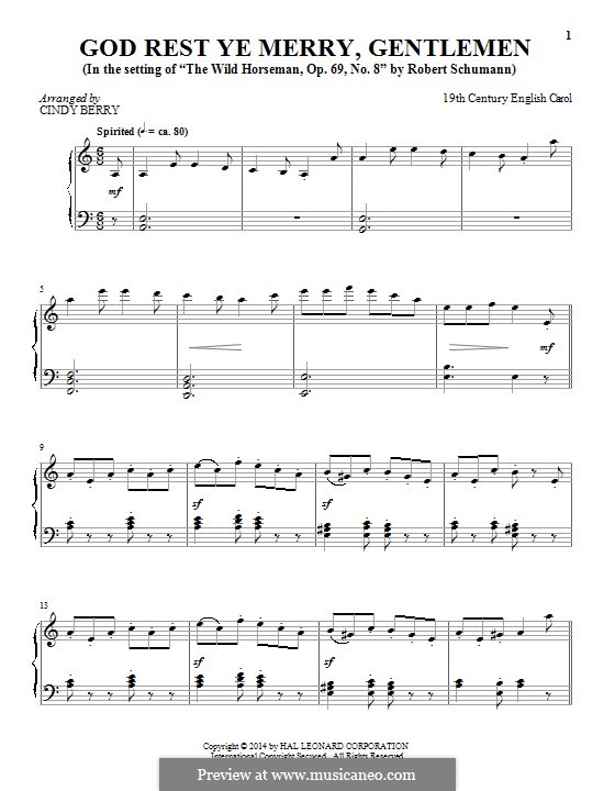 God, Rest Ye Merry Gentlemen: Для фортепиано by Unknown (works before 1850)