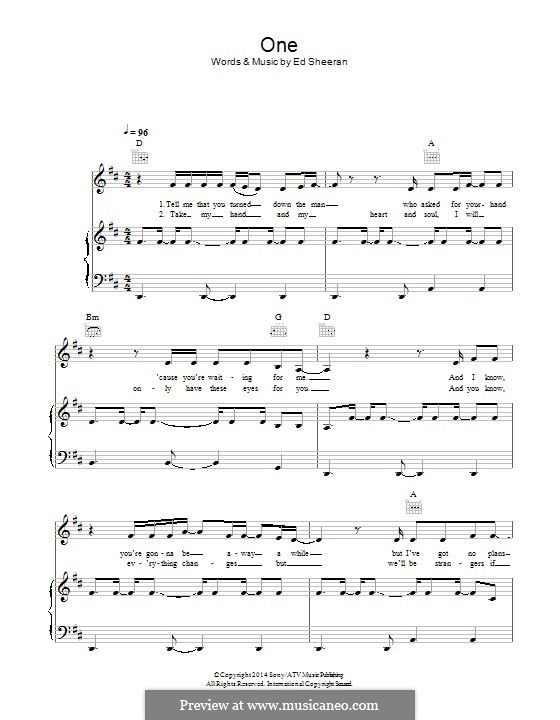 One: Для голоса и фортепиано (или гитары) by Ed Sheeran