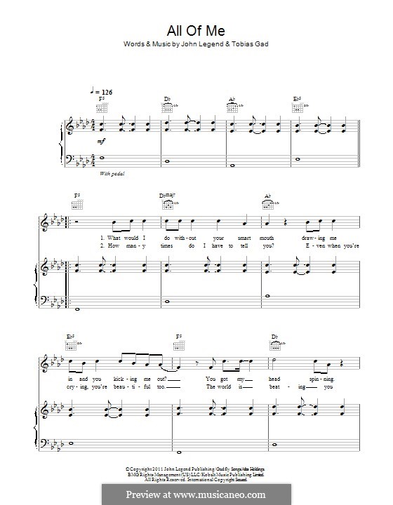 All of Me: Для голоса и фортепиано (или гитары) by John Stephens, Tobias Gad