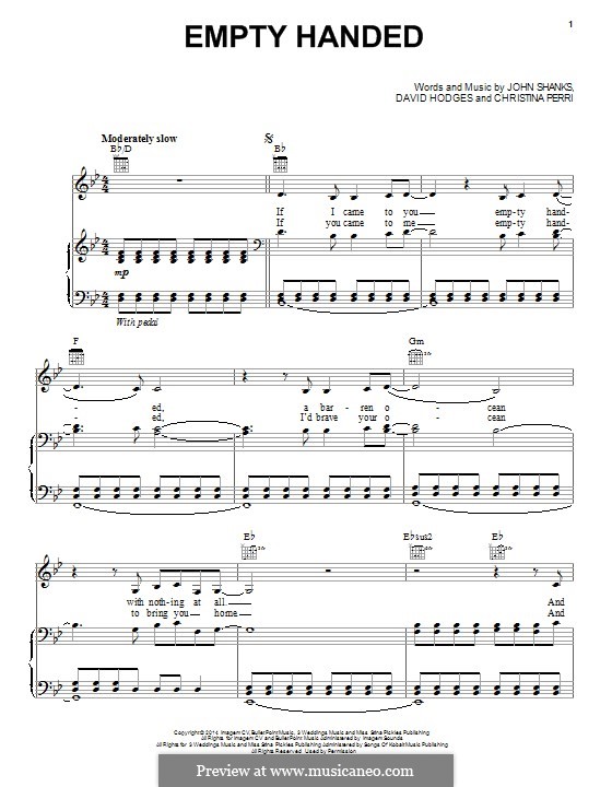 Empty Handed (Lea Michele): Для голоса и фортепиано (или гитары) by Christina Perri, David Hodges, John M Shanks