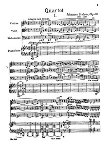 Фортепианный квартет No.3 до минор, Op.60: Часть I by Иоганнес Брамс