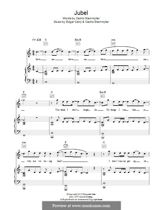 Jubel (Klingande): Для голоса и фортепиано (или гитары) by Cedric Steinmyller, Edgar Catry
