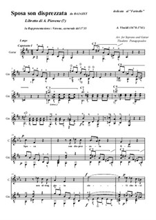 Bajazet, RV 703: Sposa son disprezzata, for soprano and guitar by Антонио Вивальди