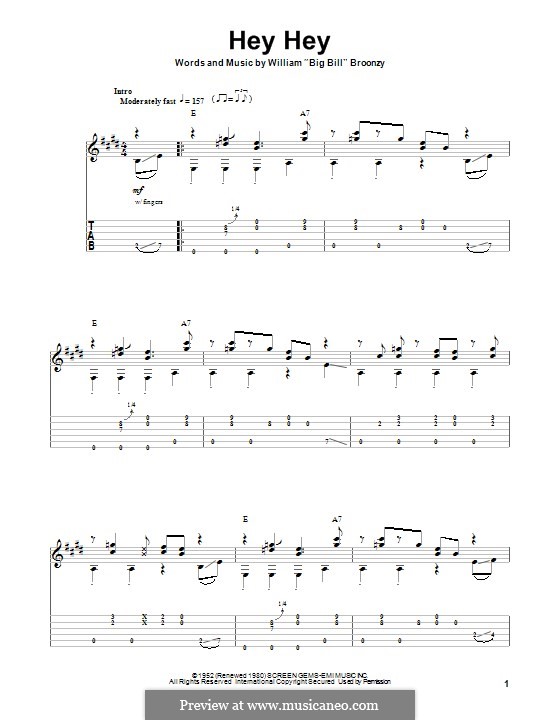 Hey Hey: Для гитары с табулатурой by Big Bill Broonzy