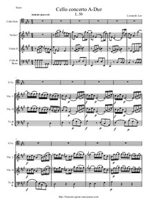 Cello Concerto No.4 in A Major, L.50: Score and all parts by Леонардо ди Лео