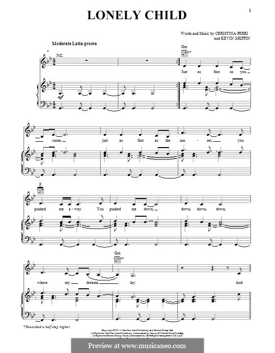 Lonely Child: Для голоса и фортепиано (или гитары) by Christina Perri, Kevin Griffin