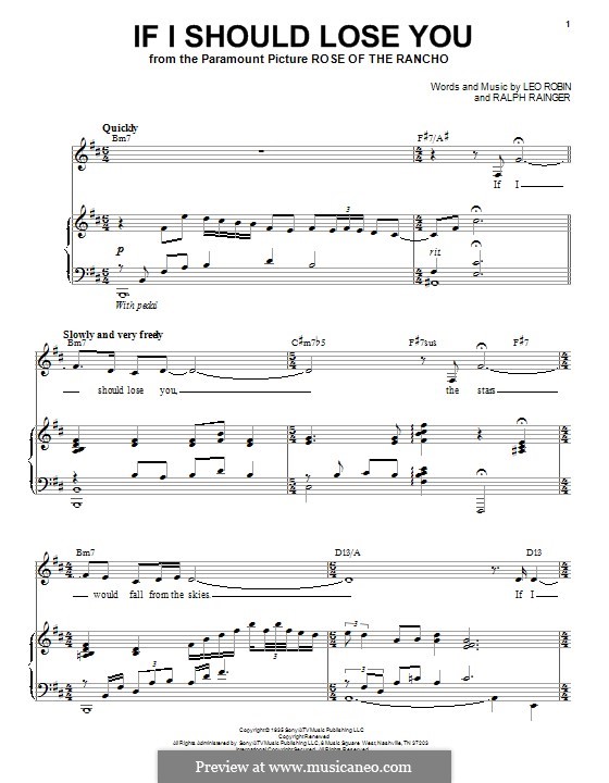 If I Should Lose You (Phineas Newborn): Для голоса и фортепиано by Leo Robin, Ralph Rainger