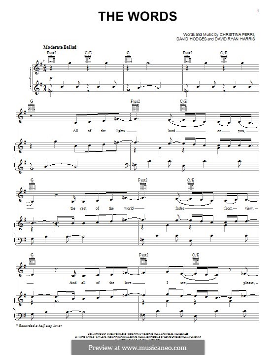 The Words: Для голоса и фортепиано (или гитары) by Christina Perri, David Hodges, David Ryan Harris