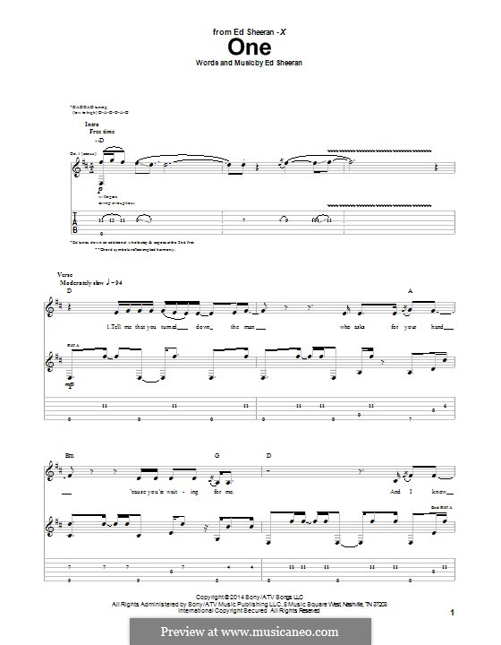 One: Для гитары с табулатурой by Ed Sheeran