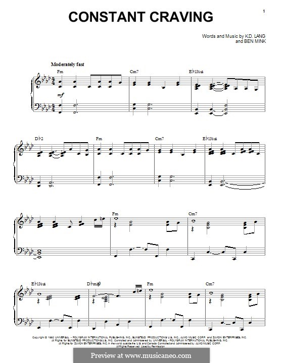Constant Craving: Для голоса и фортепиано by Ben Mink, k.d. lang