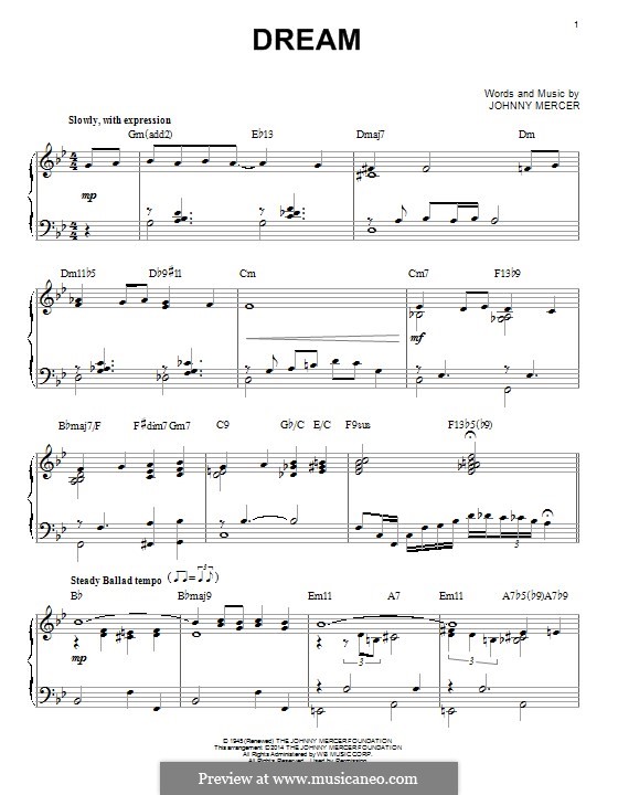 Dream (Frank Sinatra): Для фортепиано by Johnny Mercer
