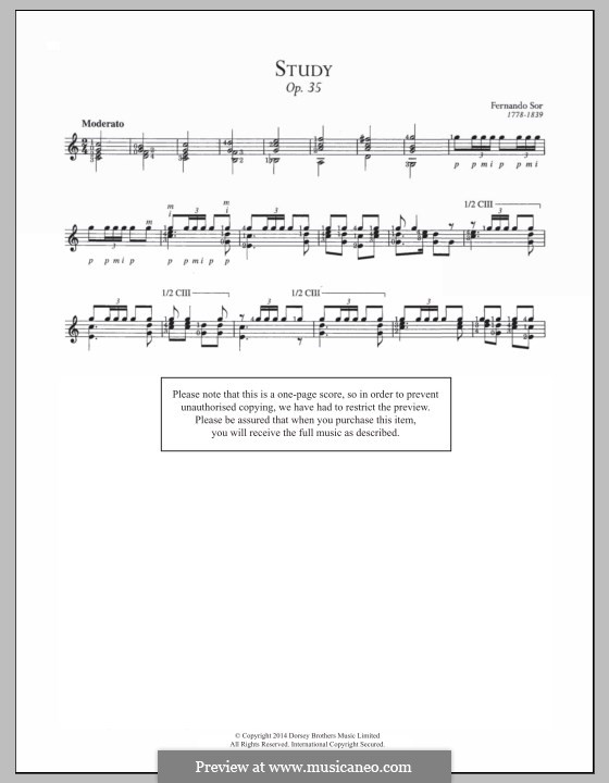 Двадцать четыре упражнения для гитары, Op.35: Этюд No.19  by Фернандо Сор