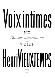 Voix intimes for Violin and Piano, Op.45: Партитура by Анри Вьетан