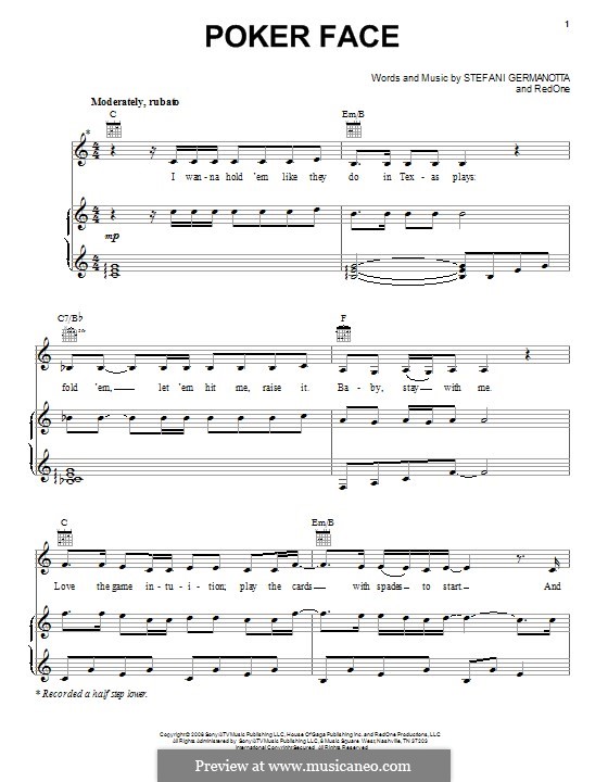Vocal version: Для голоса и фортепиано (или гитары) by RedOne, Stefani Germanotta