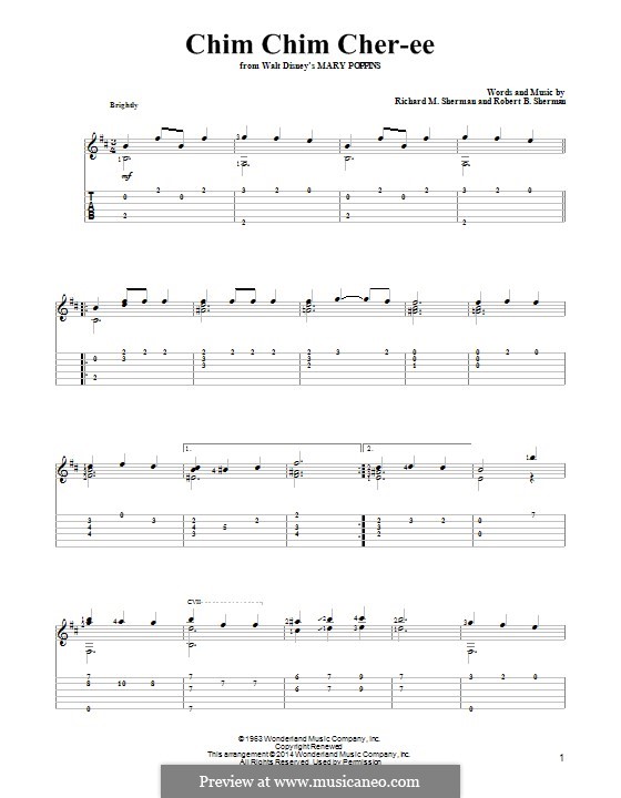 Chim Chim Cher-ee (from Mary Poppins): Для гитары с табулатурой by Richard M. Sherman, Robert B. Sherman