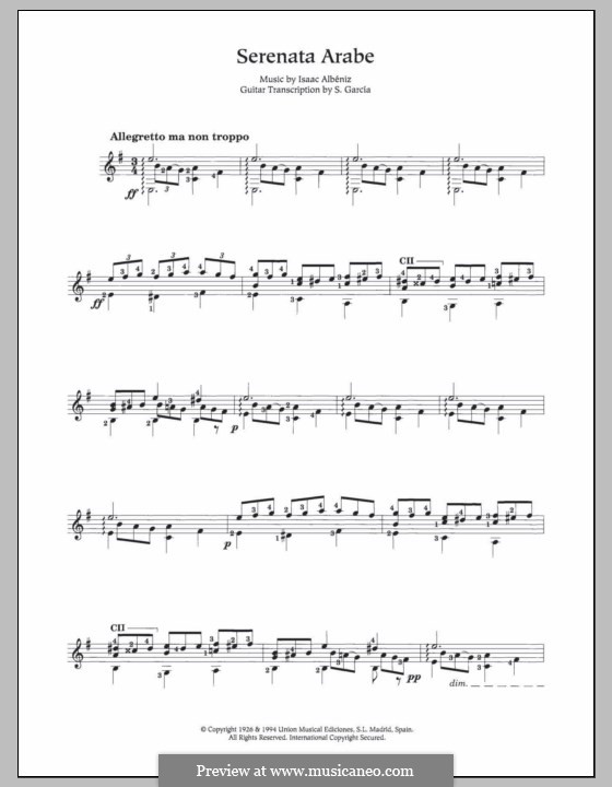 Serenata Arabe: Для гитары by Исаак Альбенис