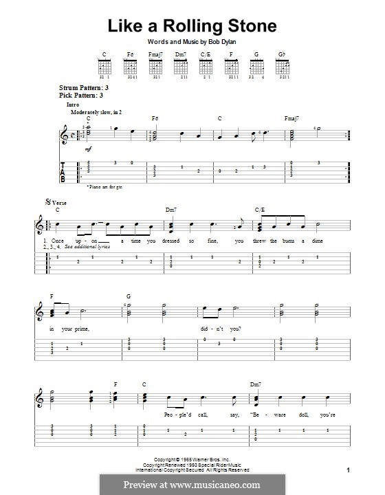 Like a Rolling Stone: Для гитары с табулатурой by Bob Dylan
