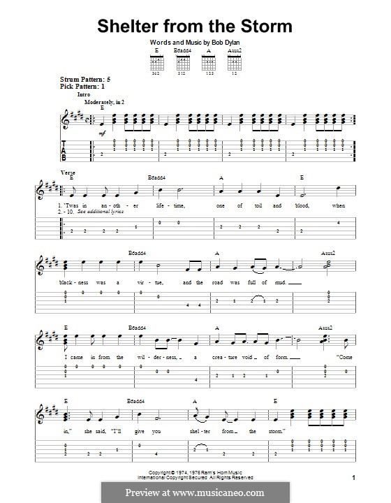 Shelter from the Storm: Для гитары с табулатурой by Bob Dylan