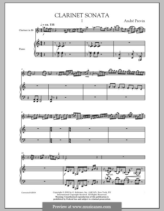 Соната для кларнета и фортепиано: Соната для кларнета и фортепиано by Andre Previn