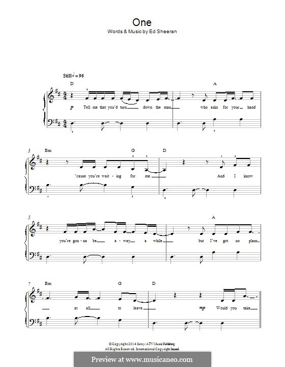 One: Для фортепиано by Ed Sheeran