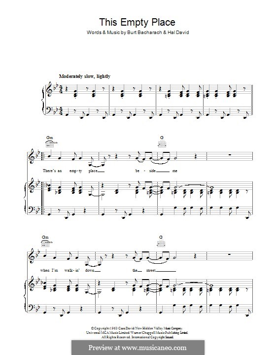 This Empty Place (Dionne Warwick): Для голоса и фортепиано (или гитары) by Burt Bacharach, Hal David