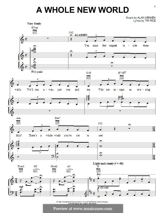 Vocal version: Для голоса и фортепиано (или гитары) by Alan Menken