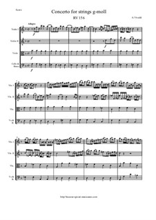 Concerto for Strings in G Minor, RV 156: Score and parts by Антонио Вивальди