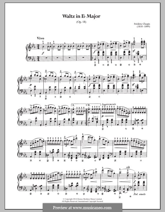 Большой блестящий вальс ми-бемоль мажор, Op.18: Тема by Фредерик Шопен