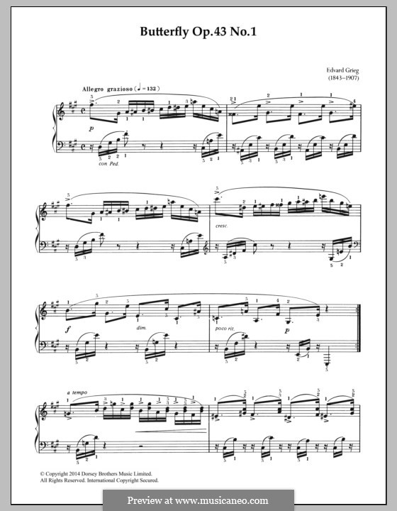 Лирические пьесы, Op.43: No.1 Бабочка by Эдвард Григ