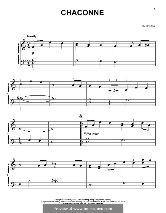 Chaconne: Для фортепиано (легкий уровень) by Yiruma