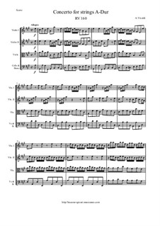Concerto for Strings in A Major, RV 160: Score and parts by Антонио Вивальди