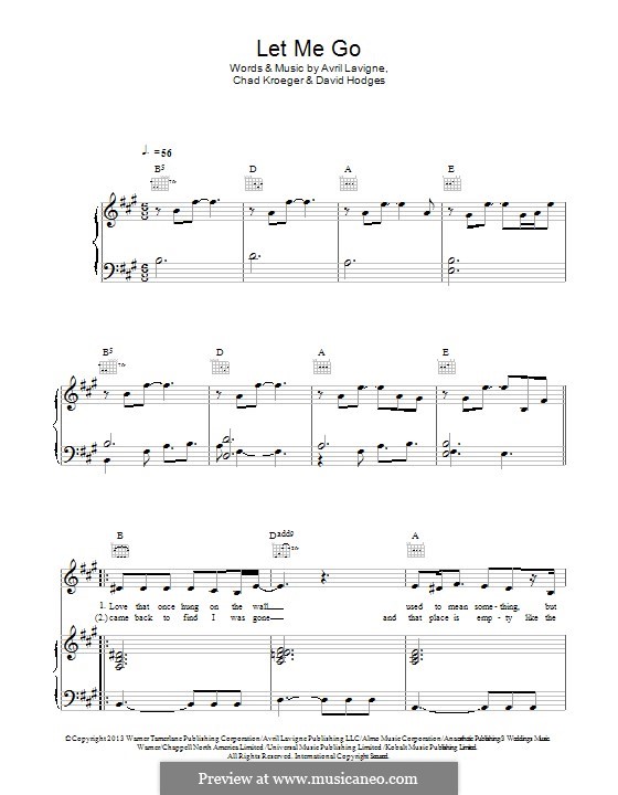 Let Me Go (feat. Chad Kroeger): Для голоса и фортепиано (или гитары) by Avril Lavigne, Chad Kroeger, David Hodges