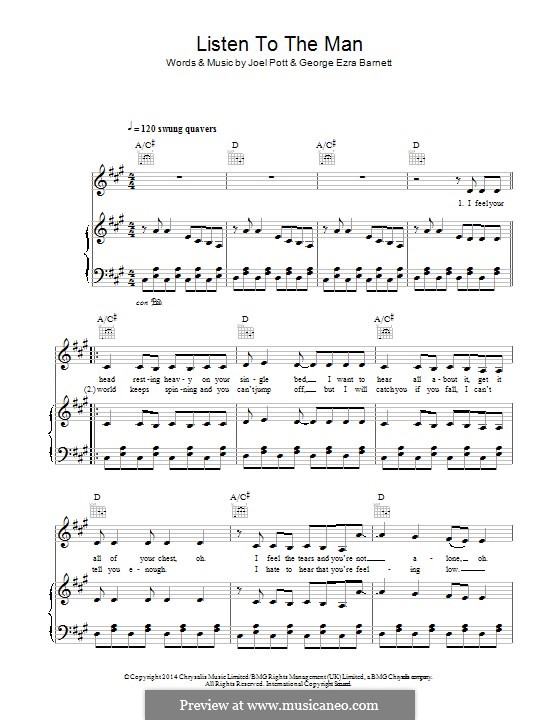 Listen to the Man: Для голоса и фортепиано (или гитары) by Joel Pott, George Ezra Barnett