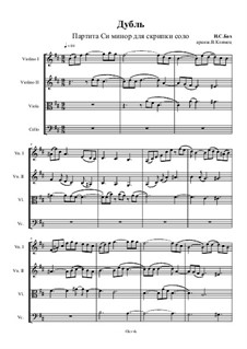 Партита для скрипки No.1 си минор, BWV 1002: Дубль. Переложение для струнного квартета – партитура, Op.37 No.3 by Иоганн Себастьян Бах