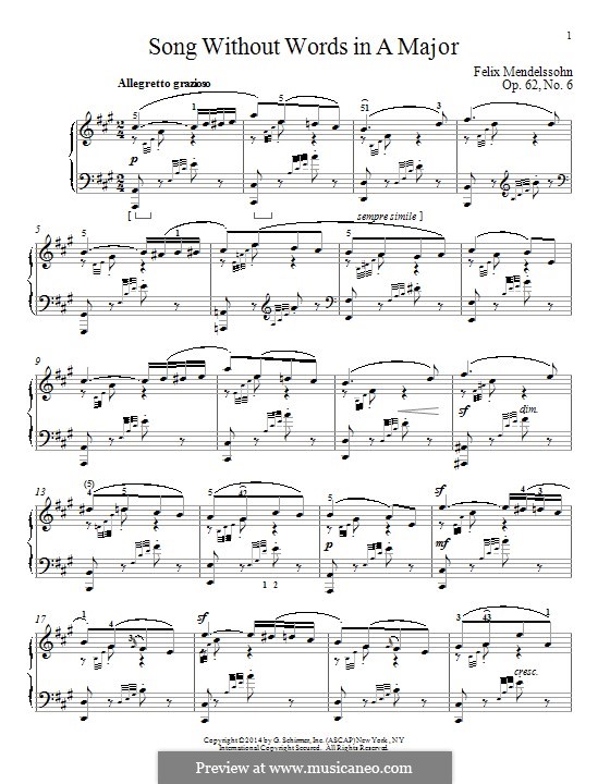 Песни без слов, Op.62: No.6 Весенняя песня by Феликс Мендельсон-Бартольди