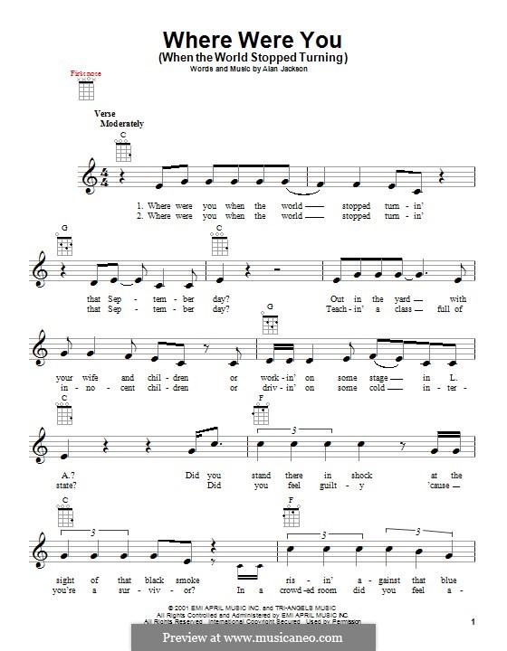 Where Were You (When the World Stopped Turning): Для укулеле by Alan Jackson