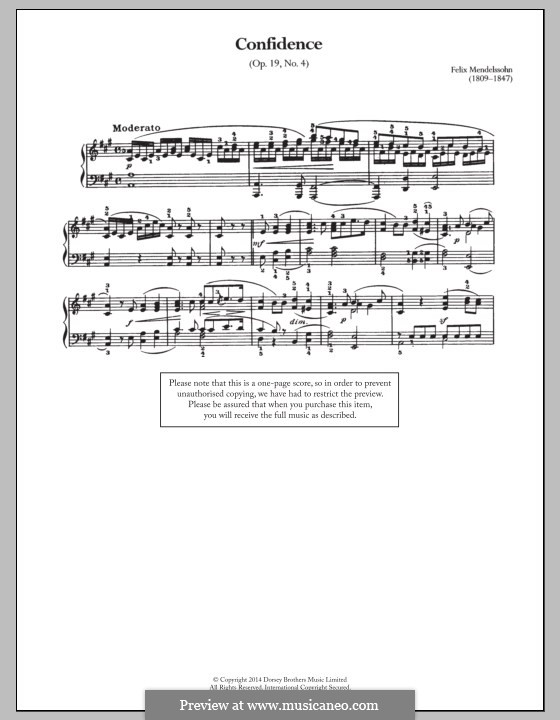 Песни без слов, Op.19b: No.4 Модерато by Феликс Мендельсон-Бартольди