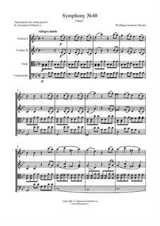 Часть I: Для струнного квартета – партитура by Вольфганг Амадей Моцарт