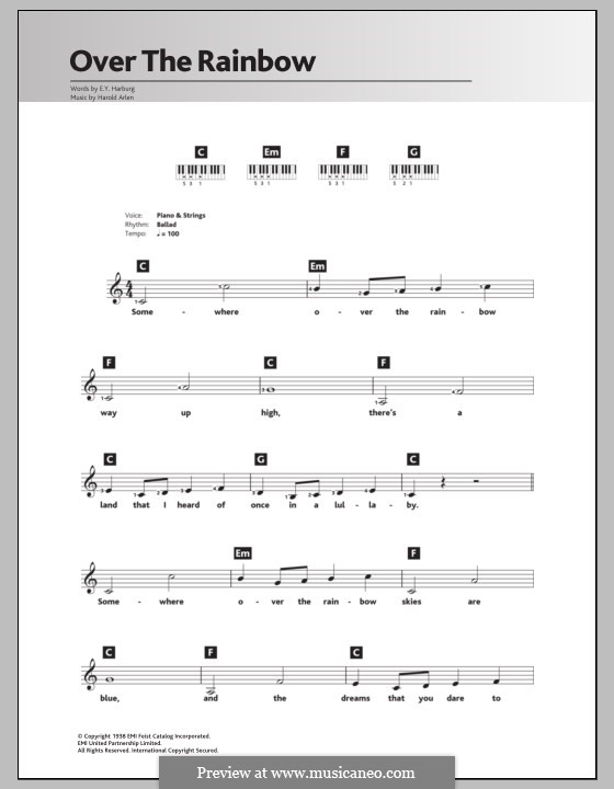 Instrumental version: Для клавишного инструмента by Harold Arlen