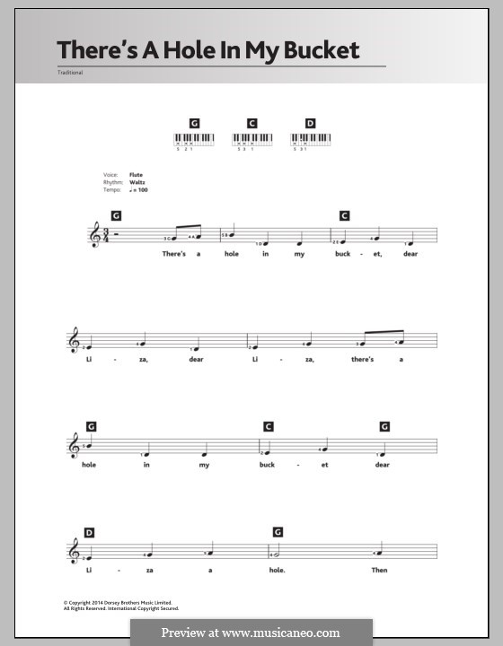 folklore There's a Hole in My Bucket ноты на MusicaNeo