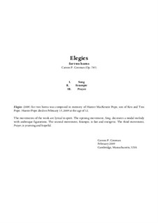 Elegies for two horns, Op.785: Elegies for two horns by Carson Cooman